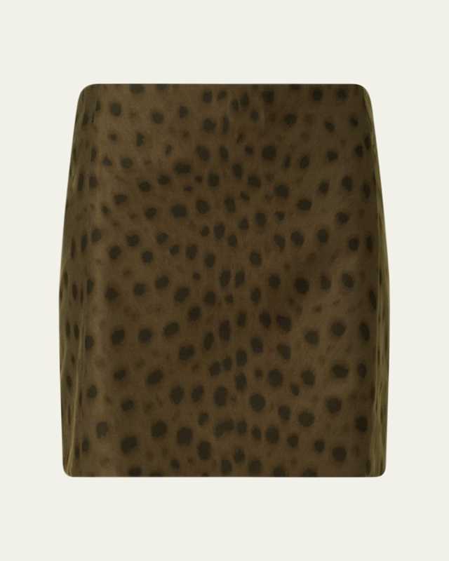 Leopard-Print Techno Gabardine Mini Skirt